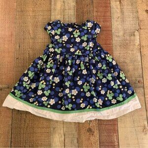 Gymboree baby girls floral cap sleeve dress in blue green and white -18/24M